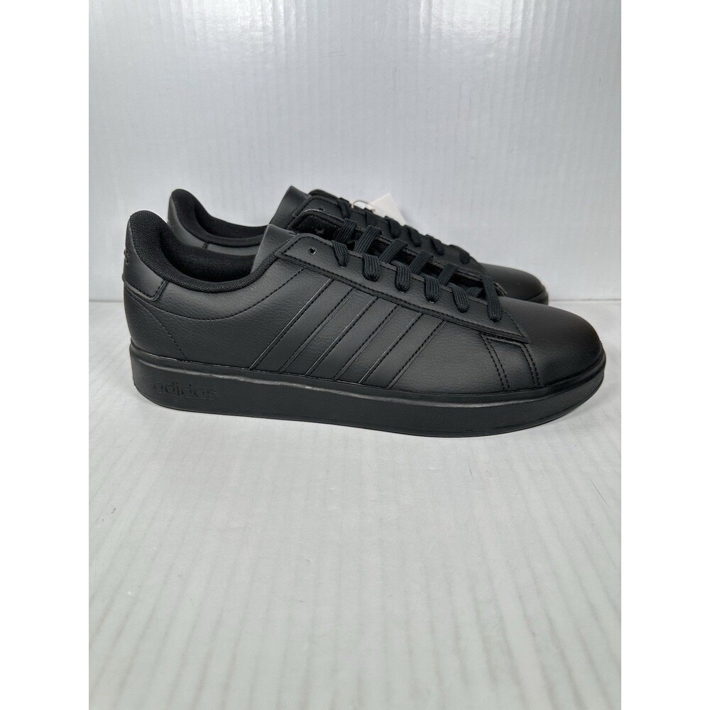 Size 10 adidas Grand Court 2.0 Cloudfoam Sneaker Black Leather Shoe Mens GW9198